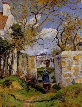 campesino empujando una carretilla maison rondest pontoise 1874 Camille Pissarro Pinturas al óleo
